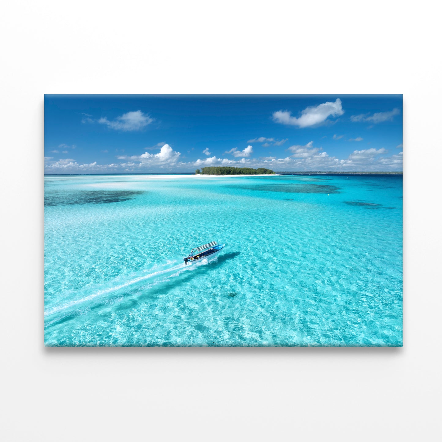 Boat in Azure Waters, Zanzibar Wall Art Decor 100% Australian Made