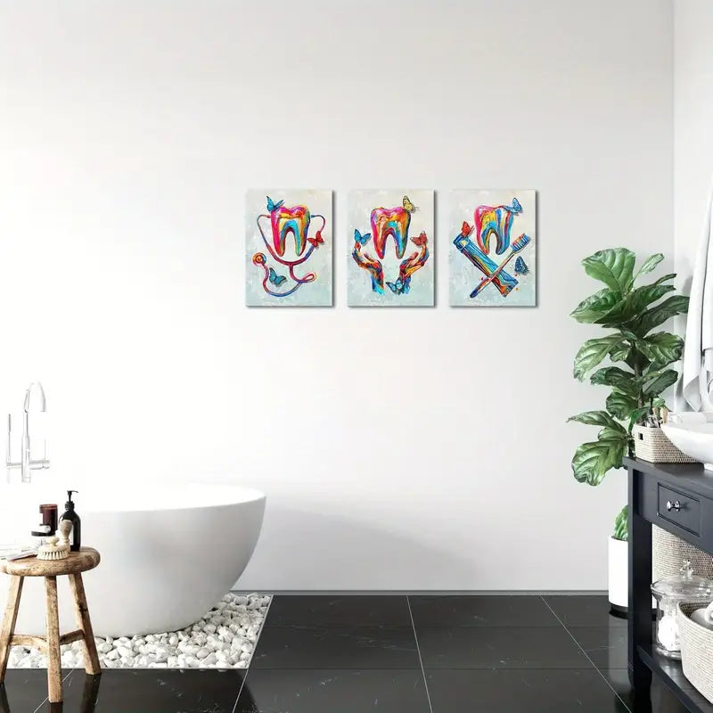 3pcs Dental Assistant Metal Print Ready to Hang Art