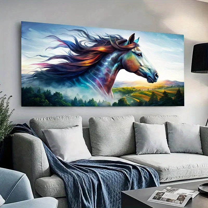 Abstract Horse Wall Art wall canvas office home room framed 120x60cm - Bella Home Decor