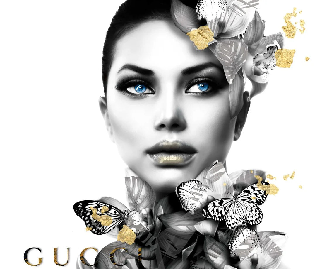 Fashion Girl B&W Gold Portrait Photograph 90x60cm Print 100% Australian Made - Bella Home Decor