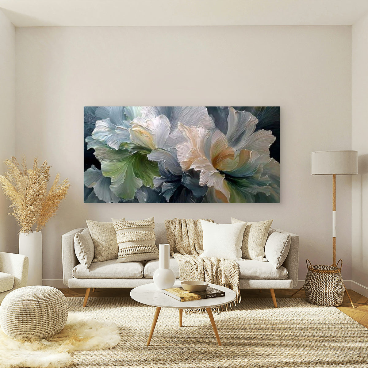 Floral Abstract Petal Flow Wall Art Canvas Office Home Room Framed 120x60cm