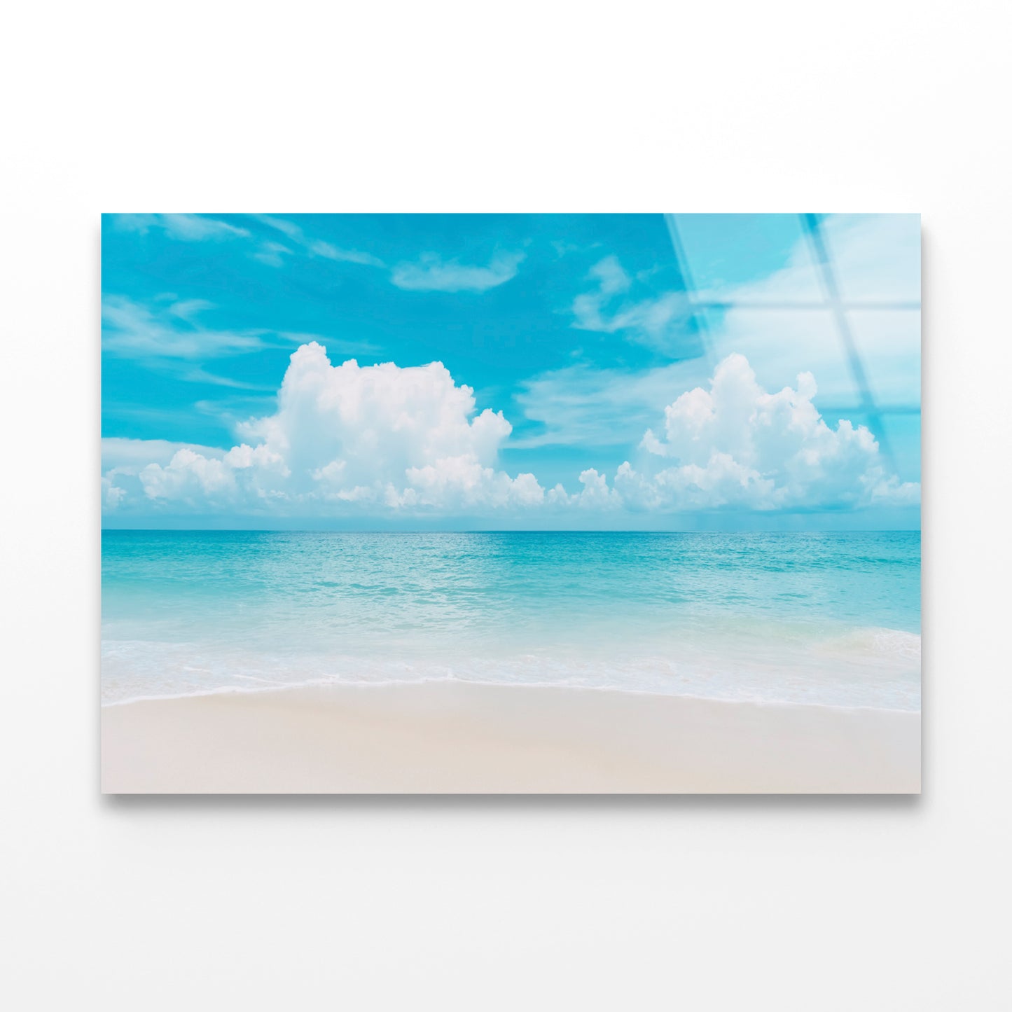 Beautiful Tropical Beach with Blue Sky Acrylic Glass Print Tempered Glass Wall Art 100% Made in Australia Ready to Hang - Bella Home Decor