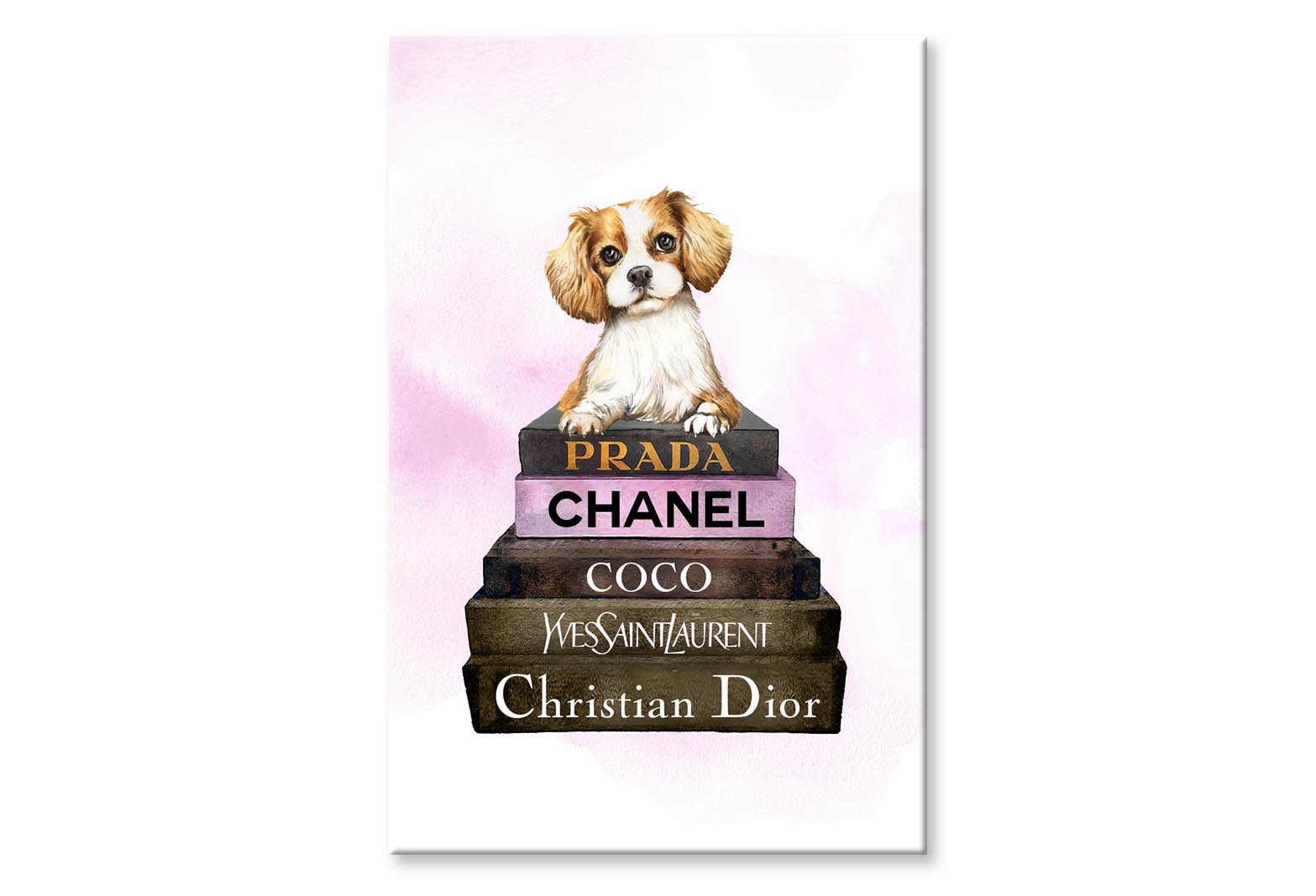 Dog On Book set Fashion Art Wall Art Limited Edition High Quality Print Stretched Canvas None