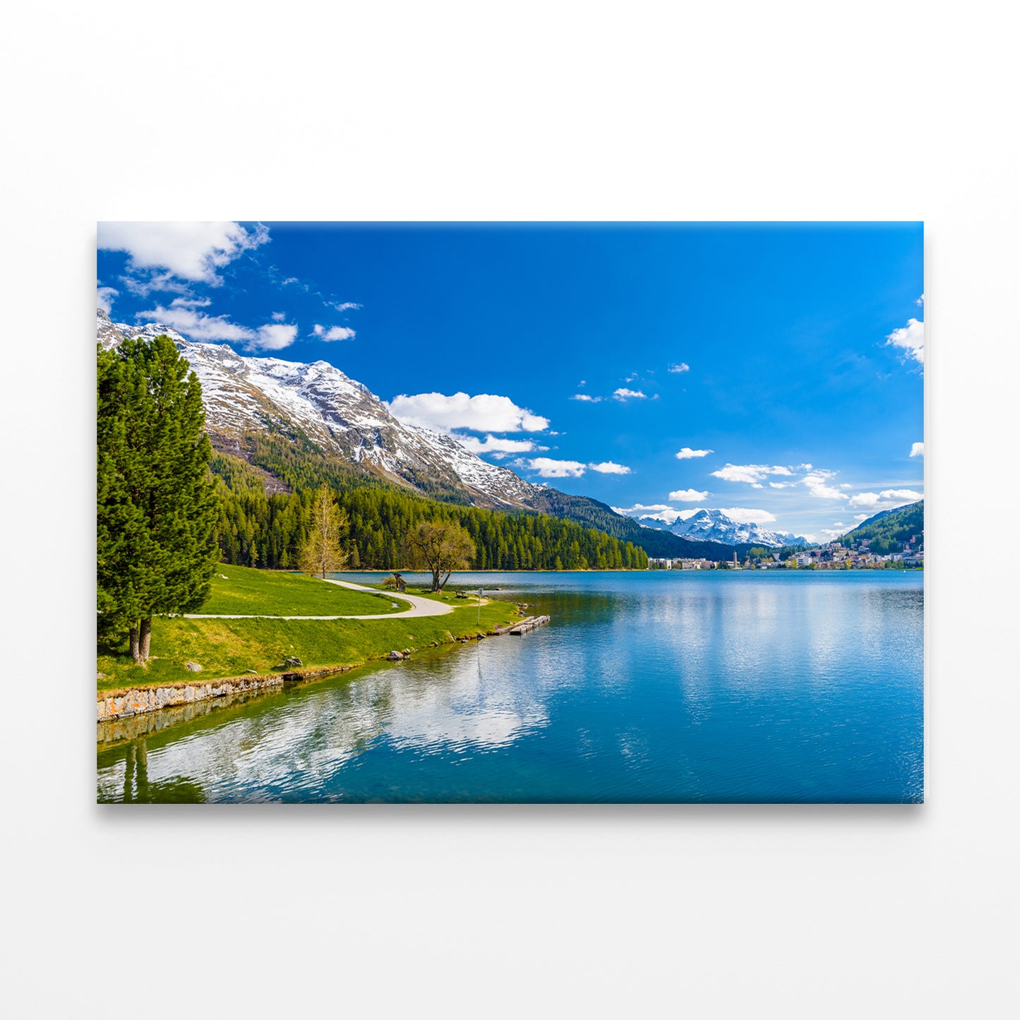 Crystal Blue Lake St. Moritz, Switzerland Wall Art Decor 100% Australian Made