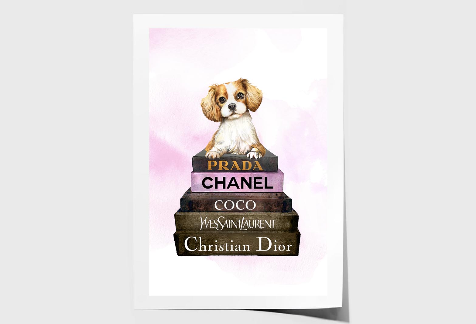 Dog On Book set Fashion Art Wall Art Limited Edition High Quality Print Unframed Roll Canvas None