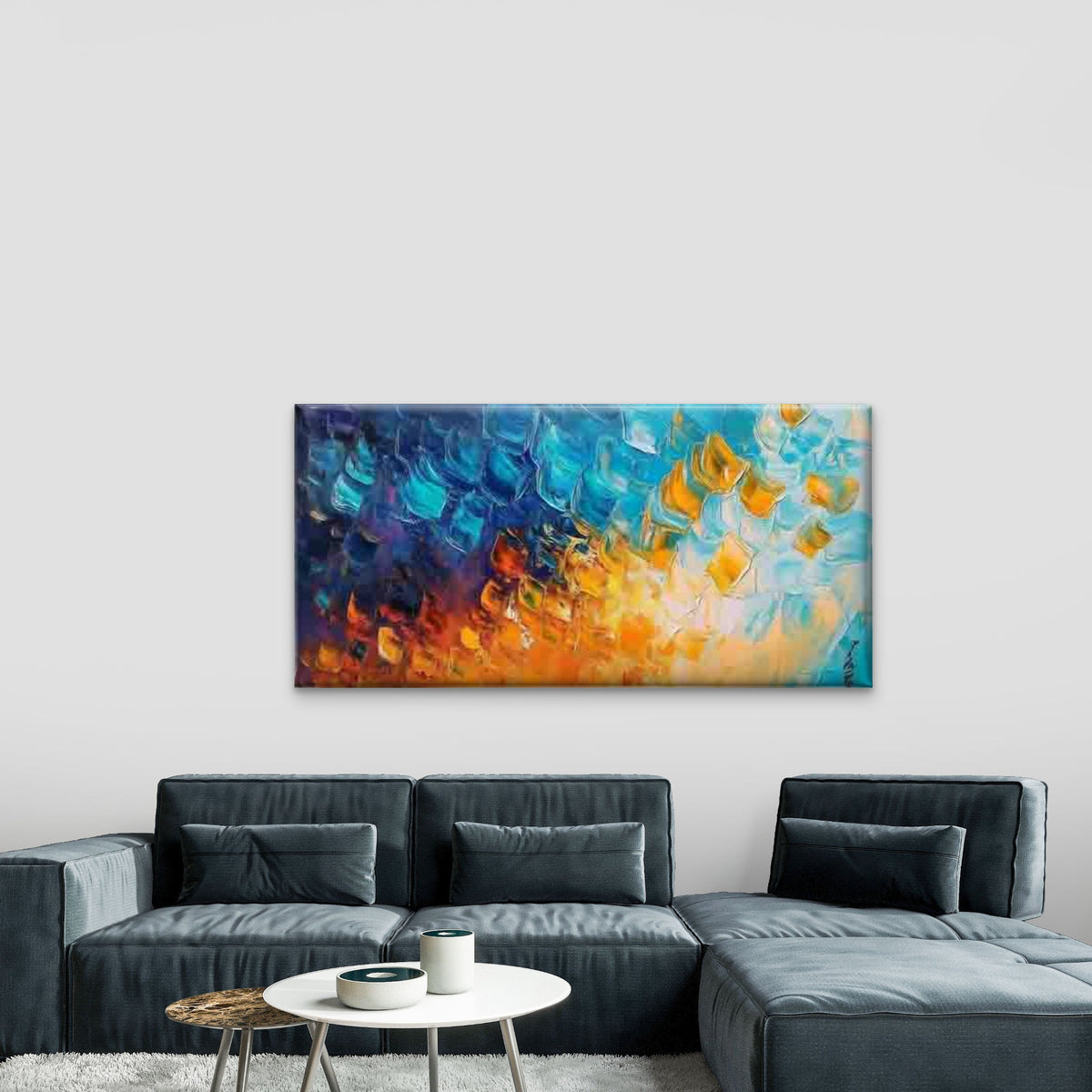Abstract Geometric Brush Stroke Wall Art Canvas Office Home Room Framed 120x60cm