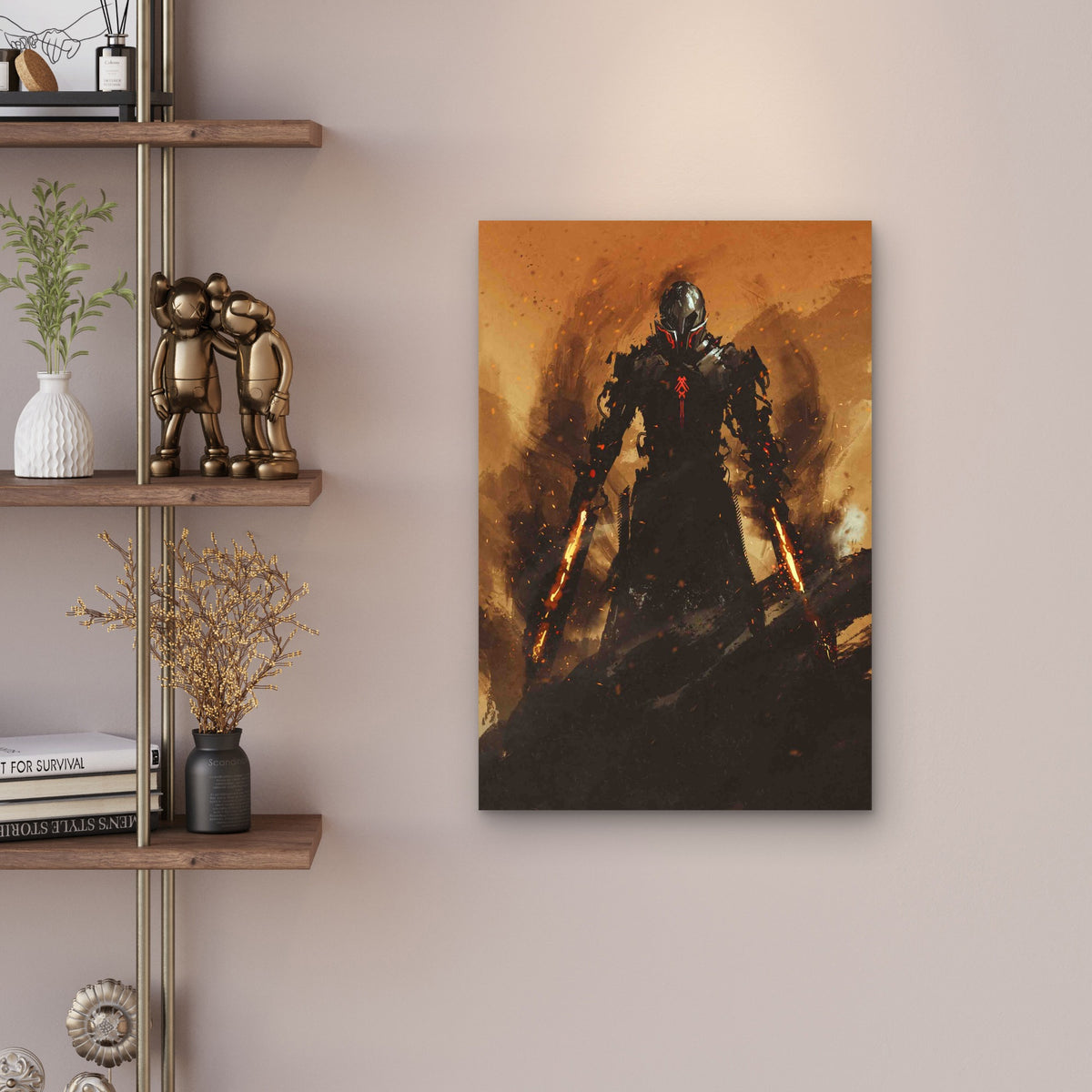 Dark Fiery Warrior Metal Print Ready to Hang