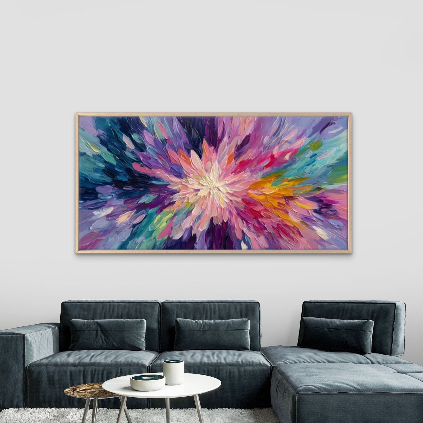 Colorful Explosion Painting Wall Art Canvas Office Home Room Framed 120x60cm