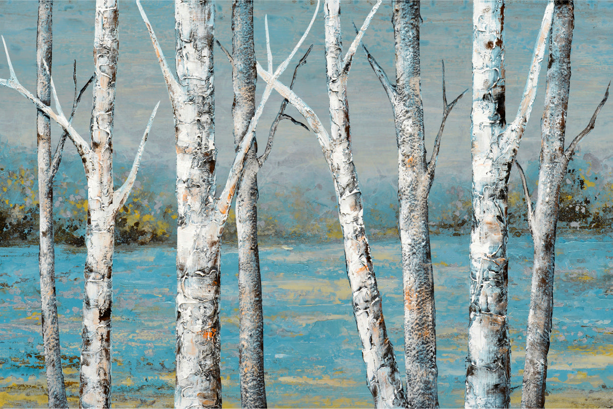 Stunning White Trees Reflecting on Lake Wall Art Decor 100% Australian Made