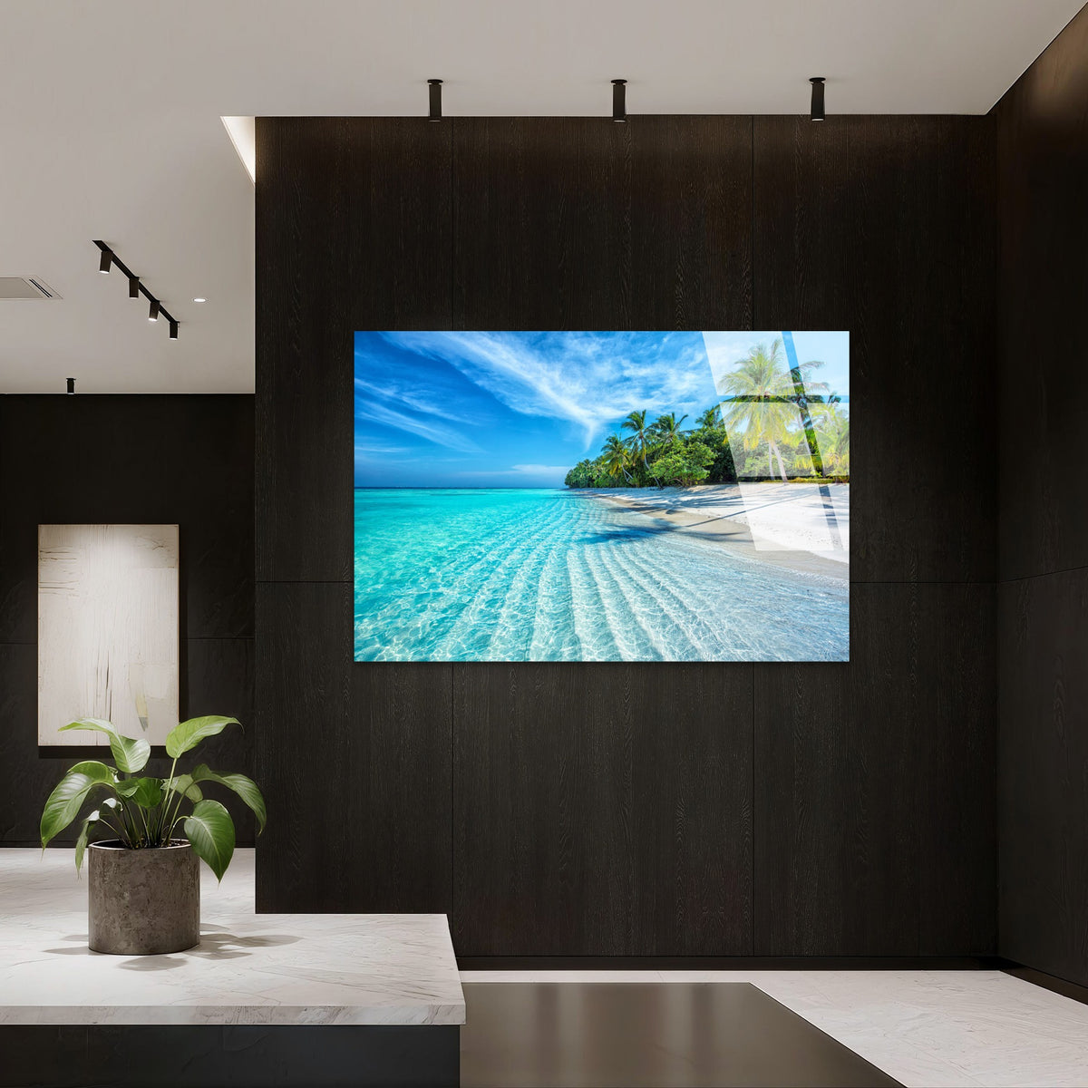 Maldives Tropical Ocean Beach Glass Printing Wall Art Australian Made Quality