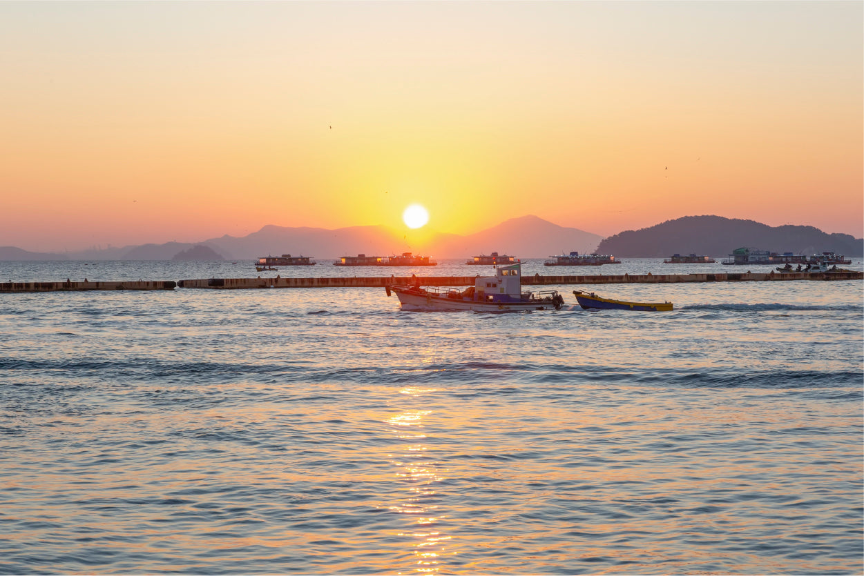 Fishing Boat Ocean Sunset Wall Art Decor 100% Australian Made