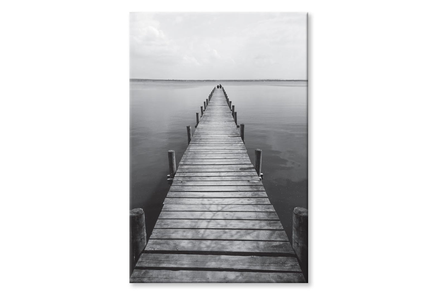 Wooden Pier On Lake B&W View Wall Art Decor 100% Australian Made