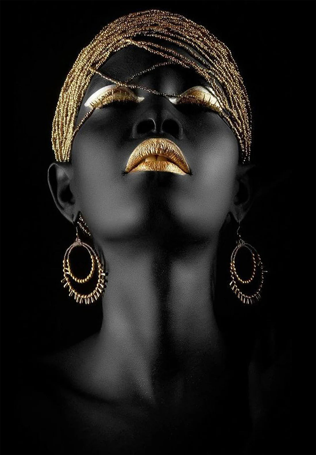 Golden Makeup With Women Face Photograph 60x90cm Print 100% Australian Made - Bella Home Decor