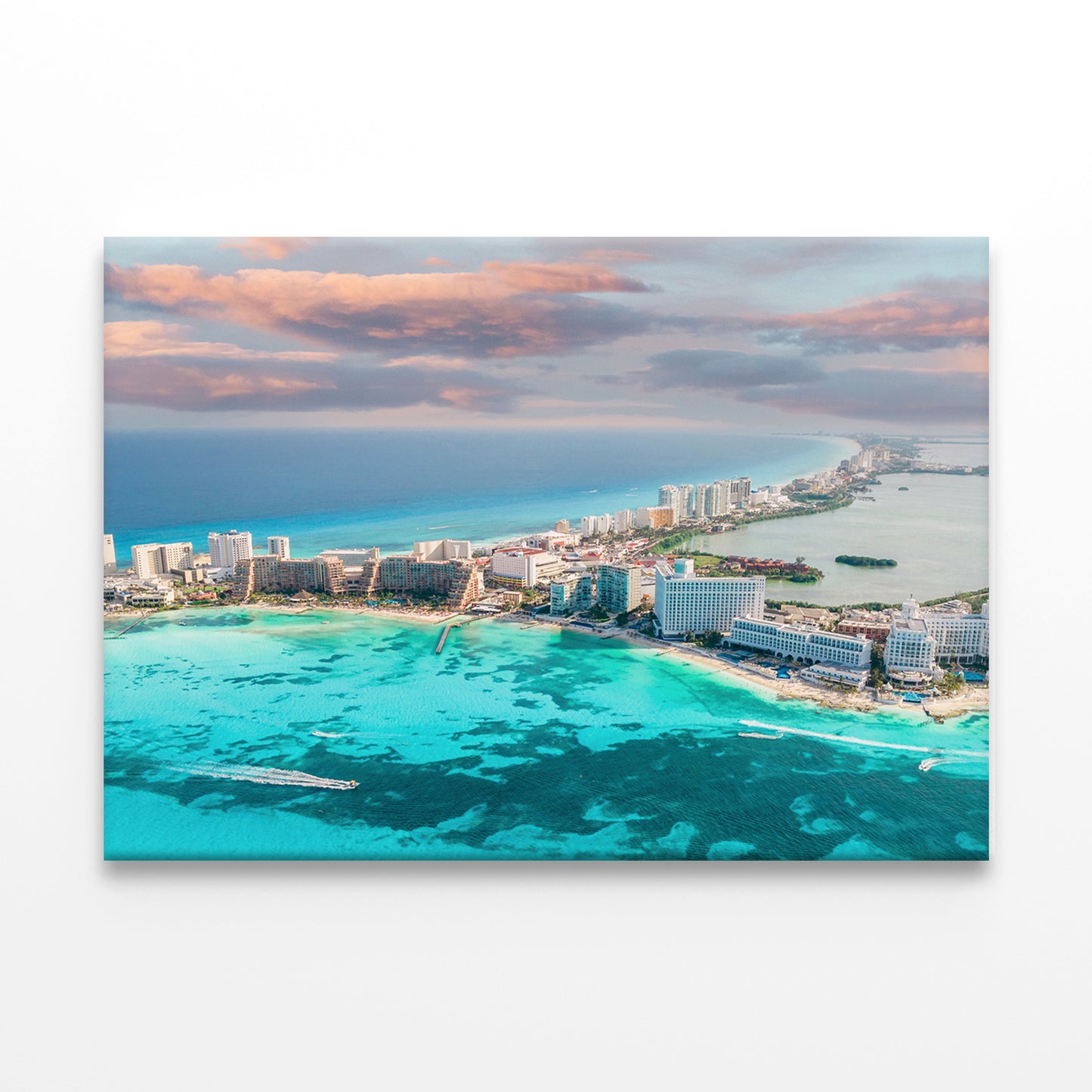 Hotels in Cancun Hotel Zone at Sunset Wall Art Decor 100% Australian Made