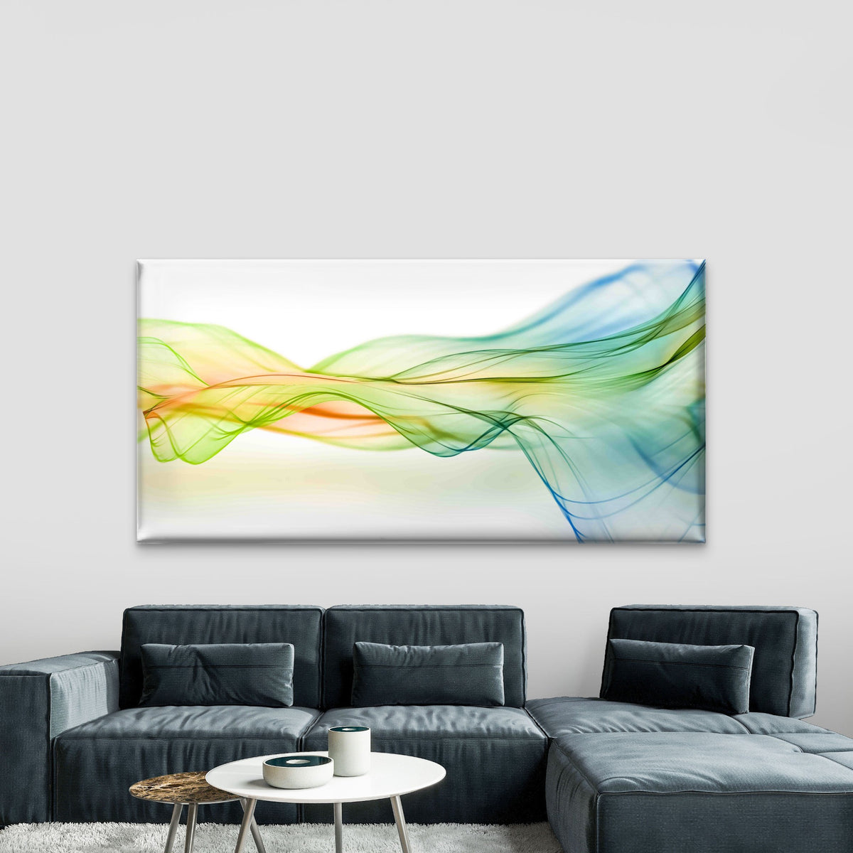 Abstract Wavy Lines Background Wall Art Canvas Office Home Room Framed 120x60cm