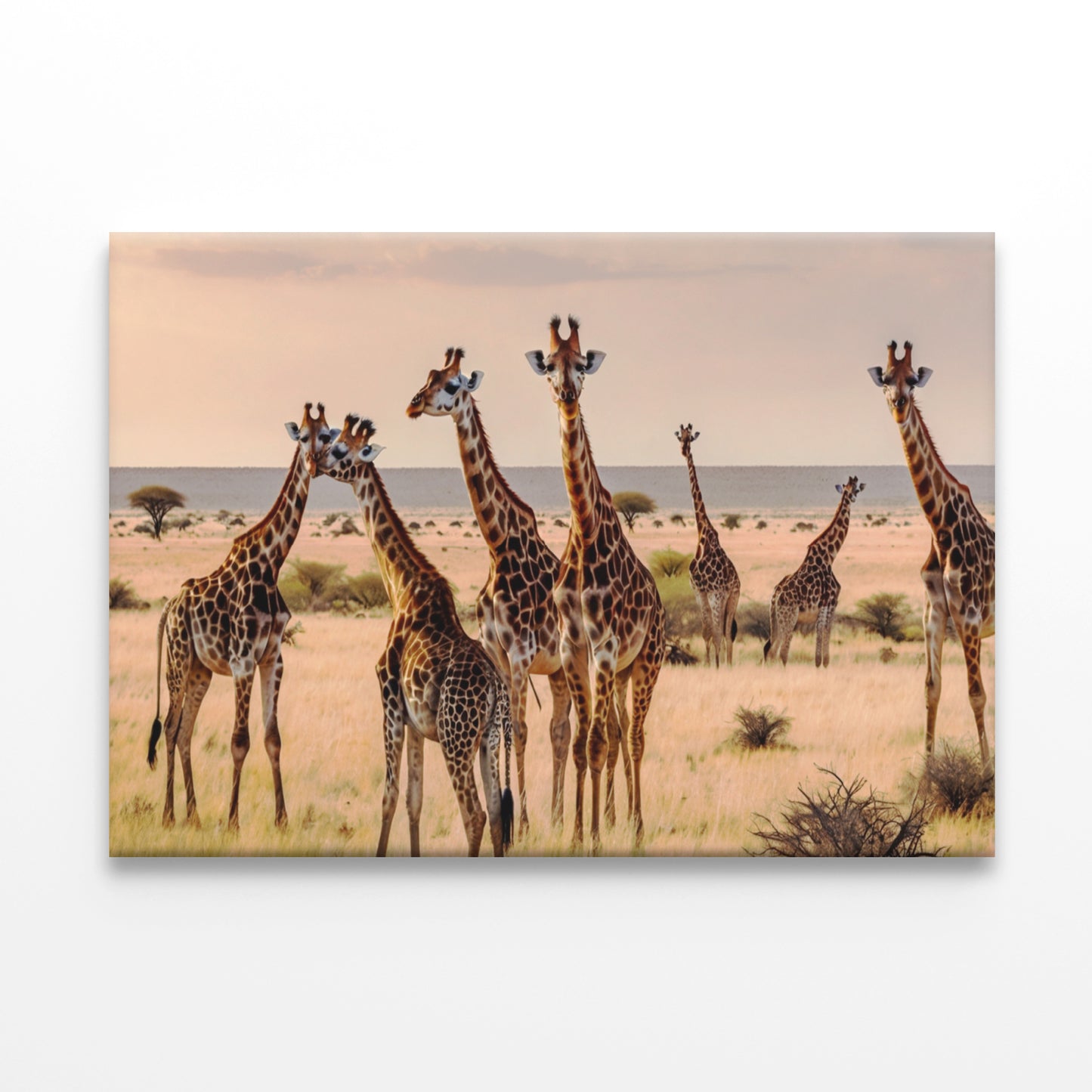 Giraffes in Kalahari Desert Wall Art Decor 100% Australian Made