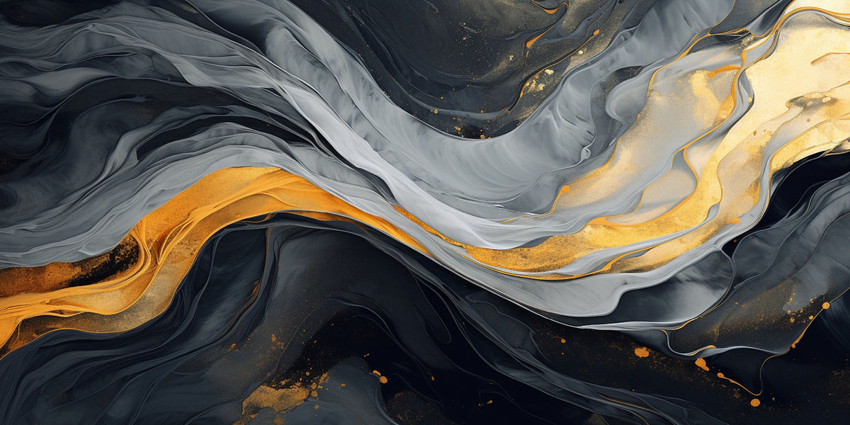 Modern Gold Marble Liquid Ink Wall Art Canvas Office Home Room Framed 120x60cm