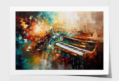 Piano Abstract Musical Oil Painting Wall Art Limited Edition High Quality Print Unframed Roll Canvas None