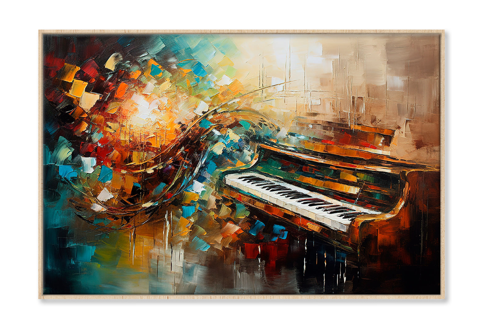 Piano Abstract Musical Oil Painting Wall Art Limited Edition High Quality Print Canvas Box Framed Natural