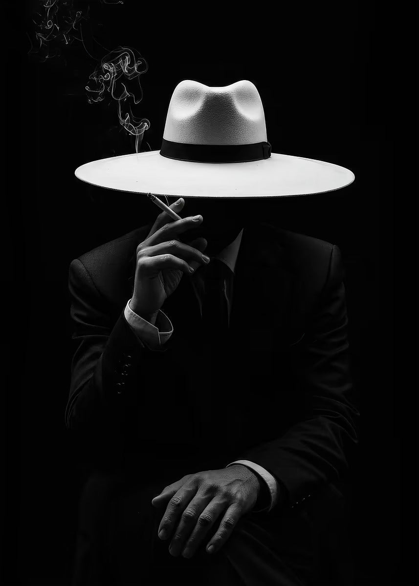 Stylish Mafia White Hat Smoker Fashion Home Decor Premium Quality Poster Print Choose Your Sizes - Bella Home Decor