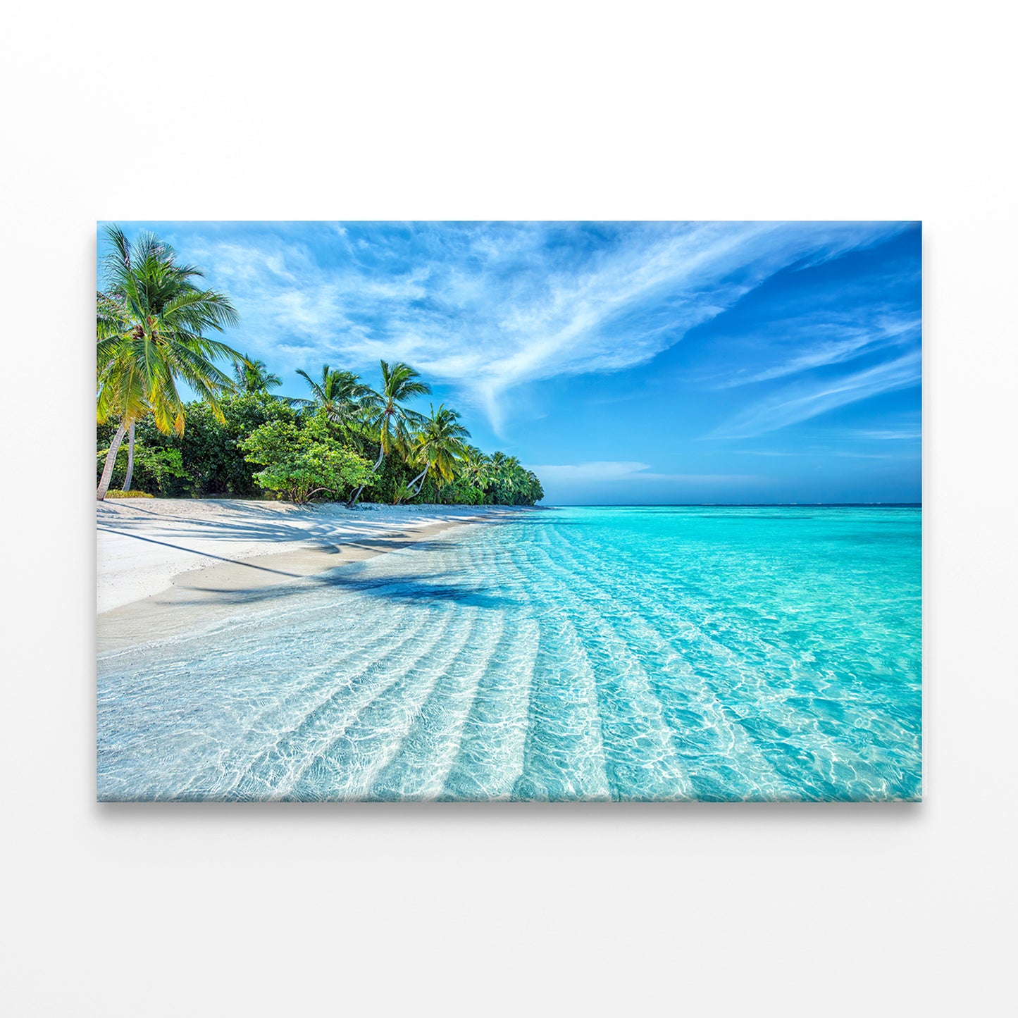 Tropical Sea Waves with Palm Trees Wall Art Decor 100% Australian Made