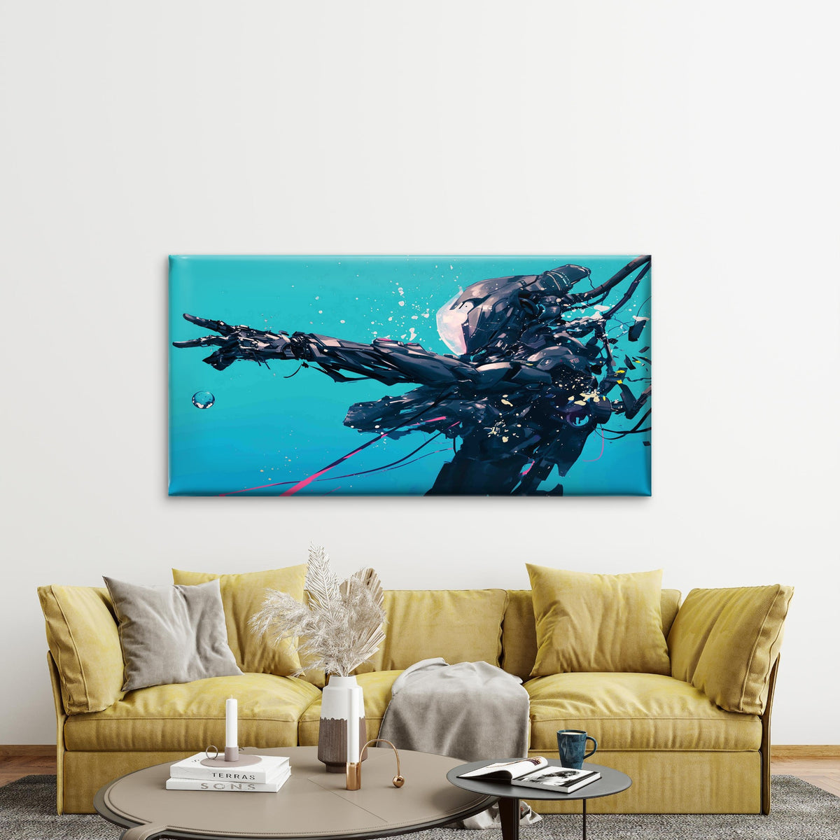Modern Cyberpunk Silhouette Wall Art Canvas Office Home Room Framed 120x60cm