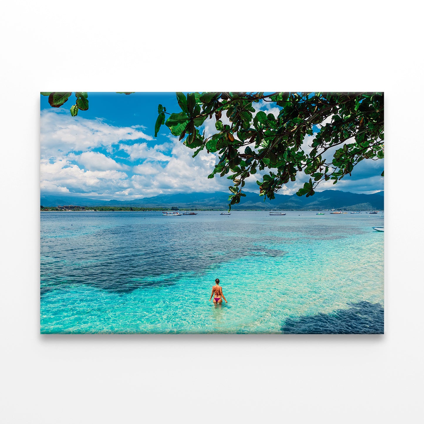 Bikini Woman in Blue Ocean Wall Art Decor 100% Australian Made