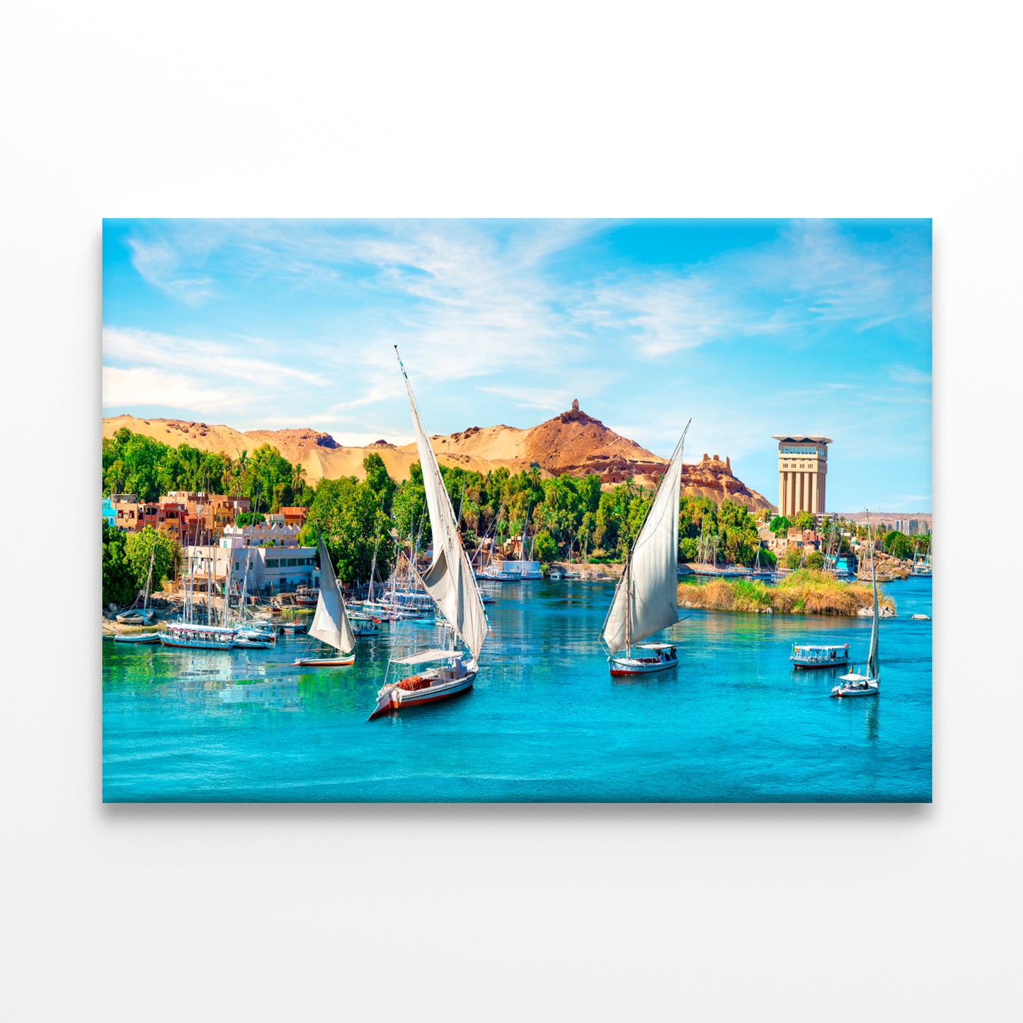 River Nile & Boats Sunset Aswan Wall Art Decor 100% Australian Made