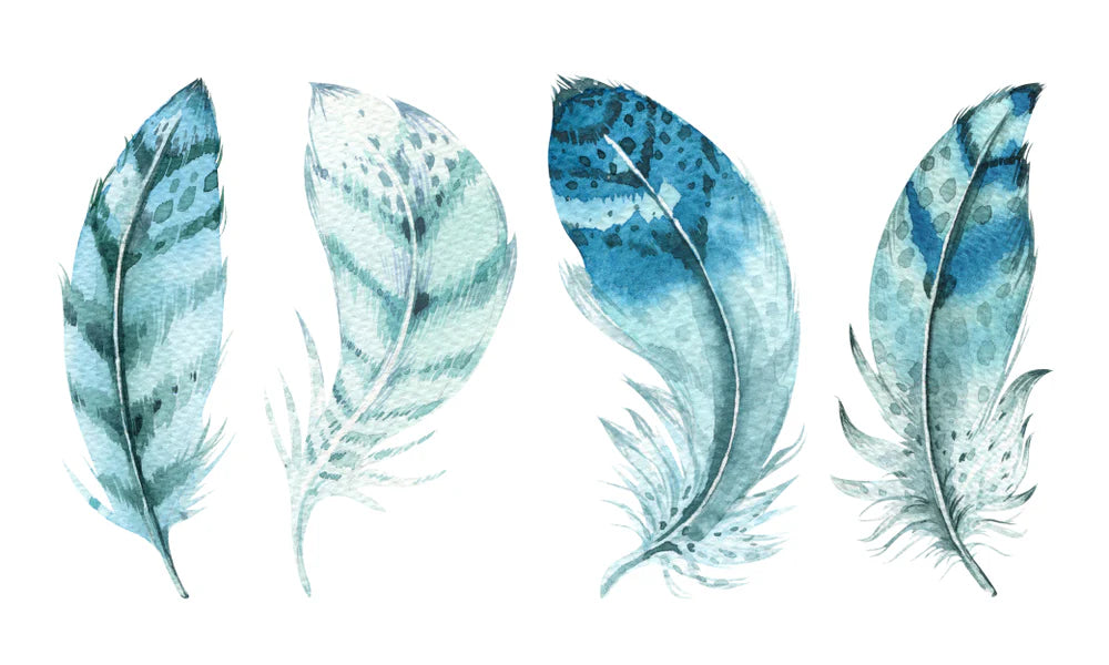 Blue Shaded Feather Painting 90x60cm Print 100% Australian Made - Bella Home Decor