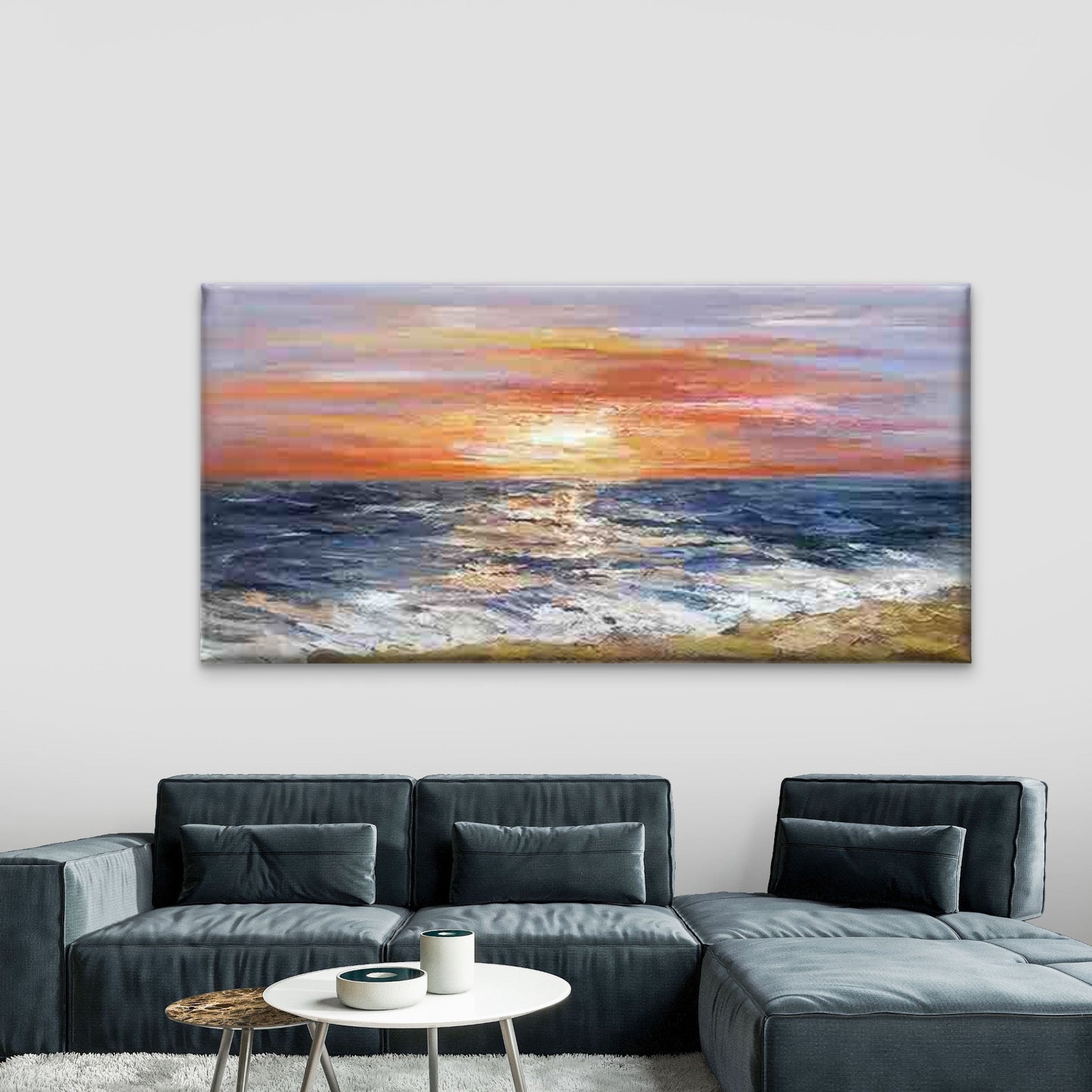 Calming Sunset Ocean Wall Art Canvas Office Home Room Framed 120x60cm