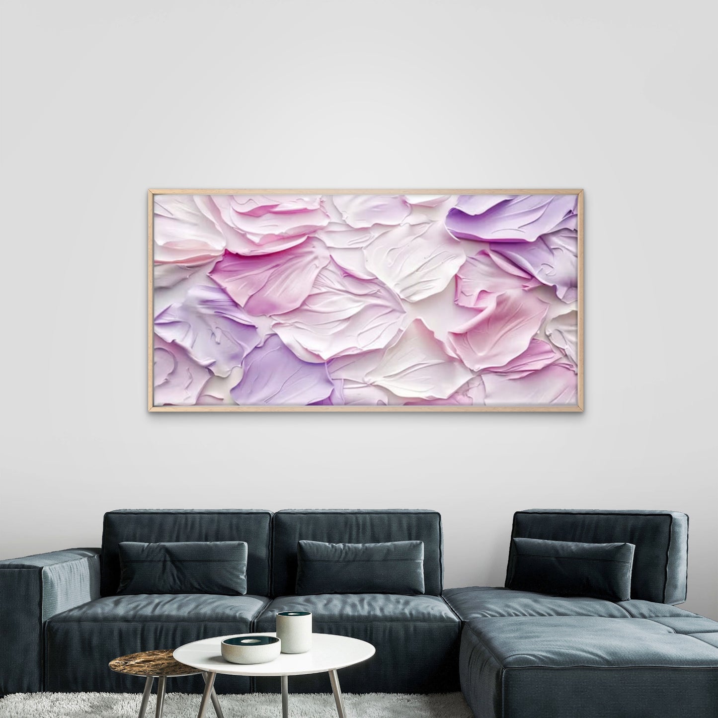 Pink & Purple Petal Abstract Wall Art Canvas Office Home Room Framed 120x60cm
