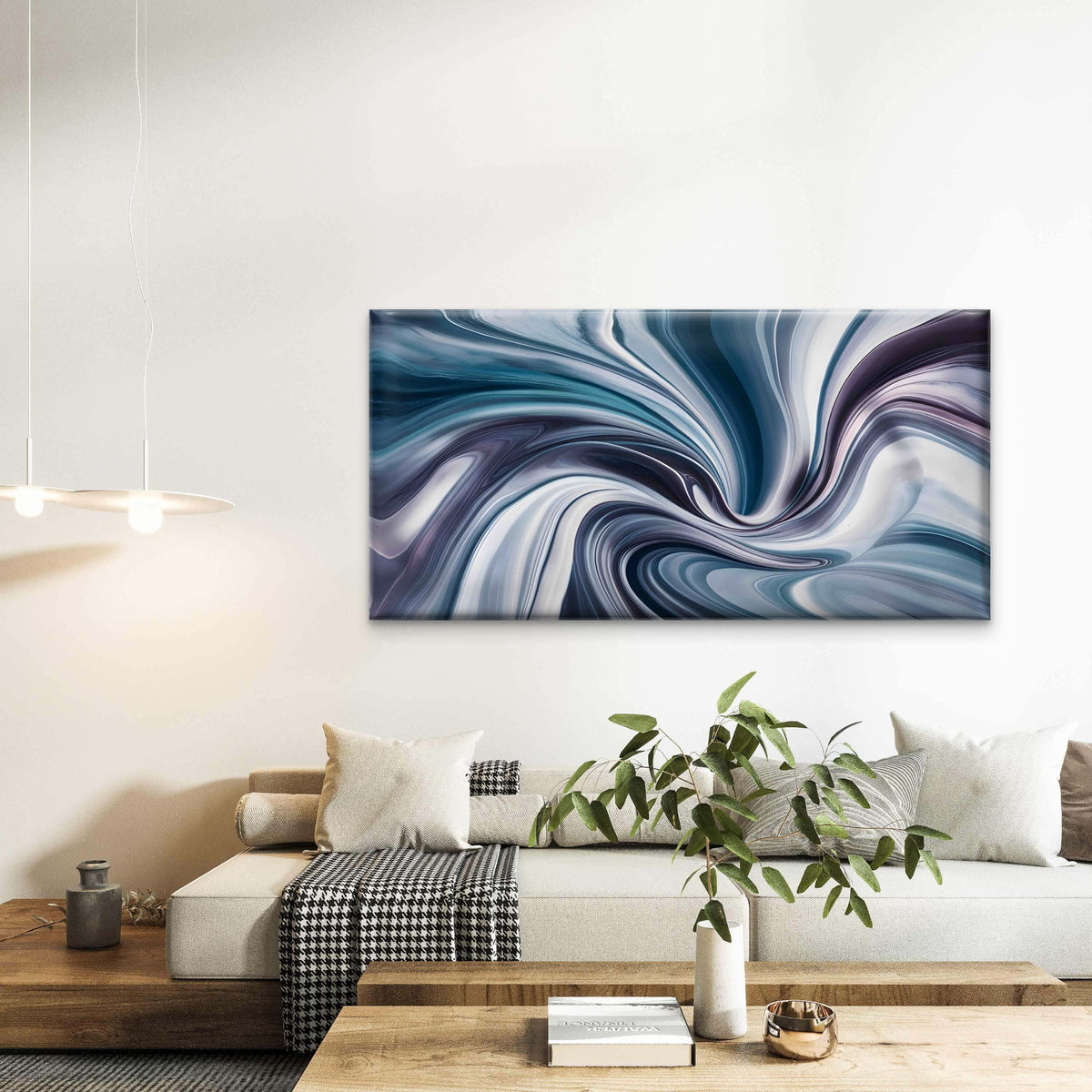 Blue White Abstract Background Wall Art Canvas Office Home Room Framed 120x60cm