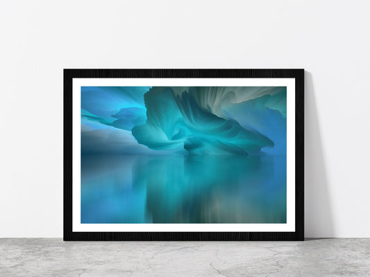 Surreal Lake & Reflections Abstract Glass Framed Wall Art, Ready to Hang Quality Print With White Border Black