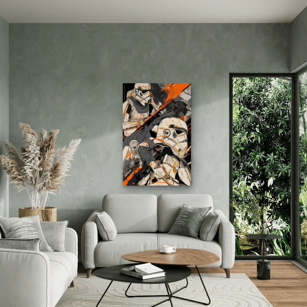 Tactical Orange & Black Sci-Fi Trooper 40x60cm Metal Print Ready to Hang