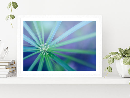 Palm Leaf Macro View Nature Glass Framed Wall Art, Ready to Hang Quality Print With White Border White