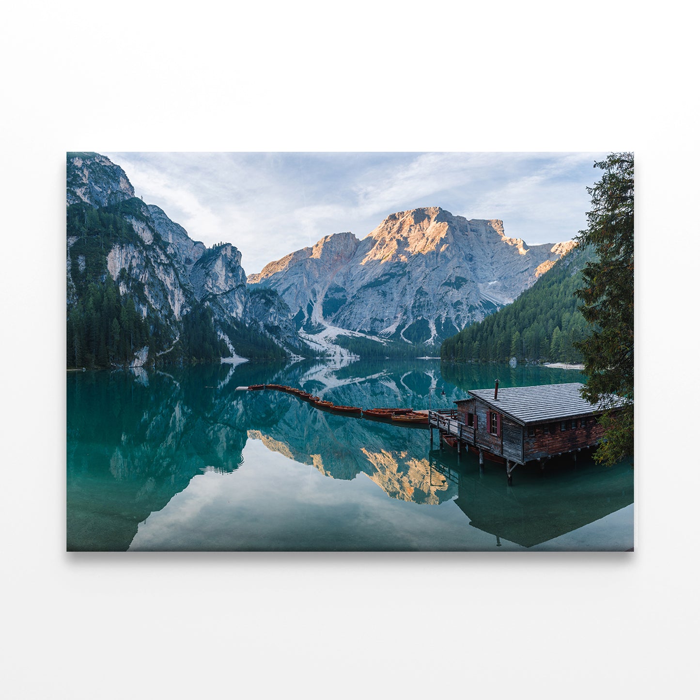 Sunrise at Braies Lake, Italy Wall Art Decor 100% Australian Made
