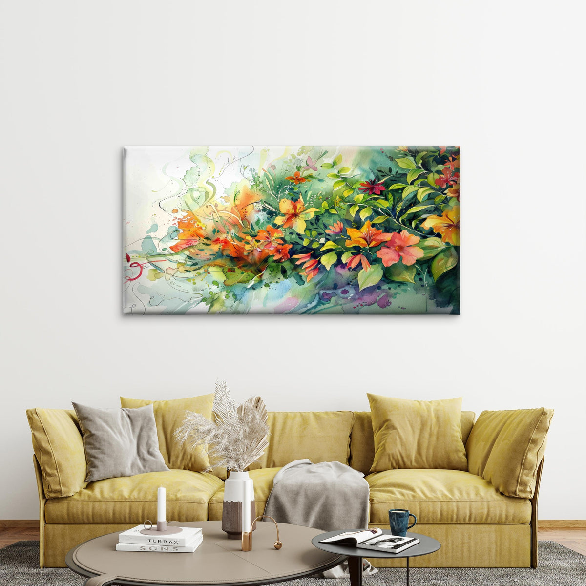 Colorful Flowers Lush Greenery Wall Art Canvas Office Home Room Framed 120x60cm