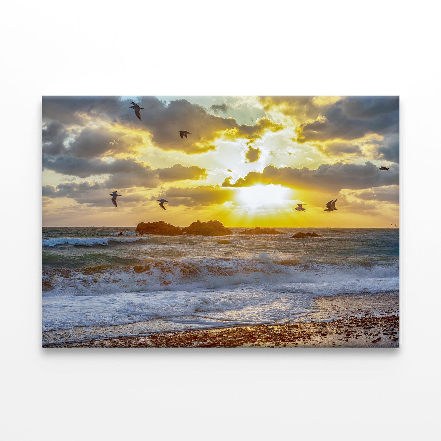 Korean East Sea Sunrise Scene Wall Art Decor 100% Australian Made