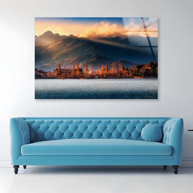 Lake at Sunset Acrylic Glass Print Tempered Glass Wall Art 100% Made in Australia Ready to Hang
