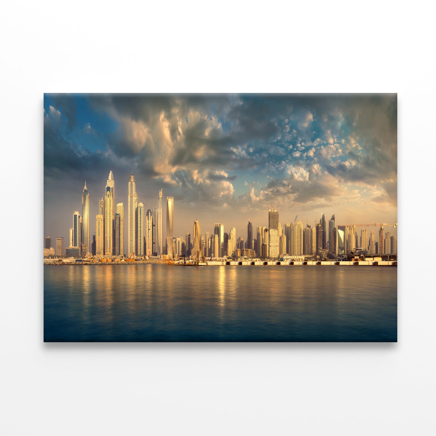 Dubai Skyline at Sunset Reflected Wall Art Decor 100% Australian Made