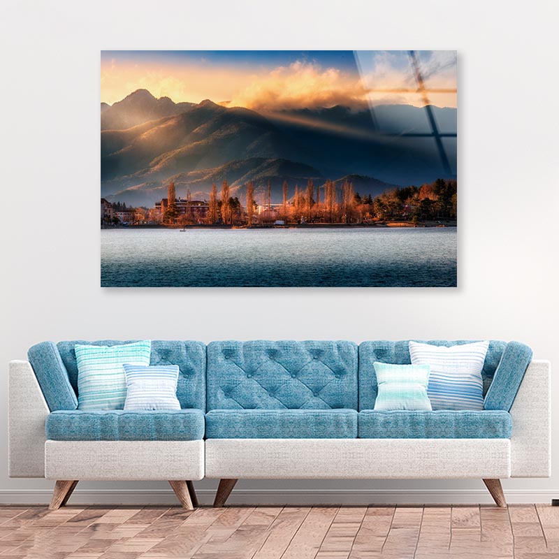 Lake at Sunset Acrylic Glass Print Tempered Glass Wall Art 100% Made in Australia Ready to Hang
