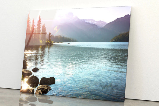 Blue Lake in Canada Acrylic Glass Print Tempered Glass Wall Art 100% Made in Australia Ready to Hang