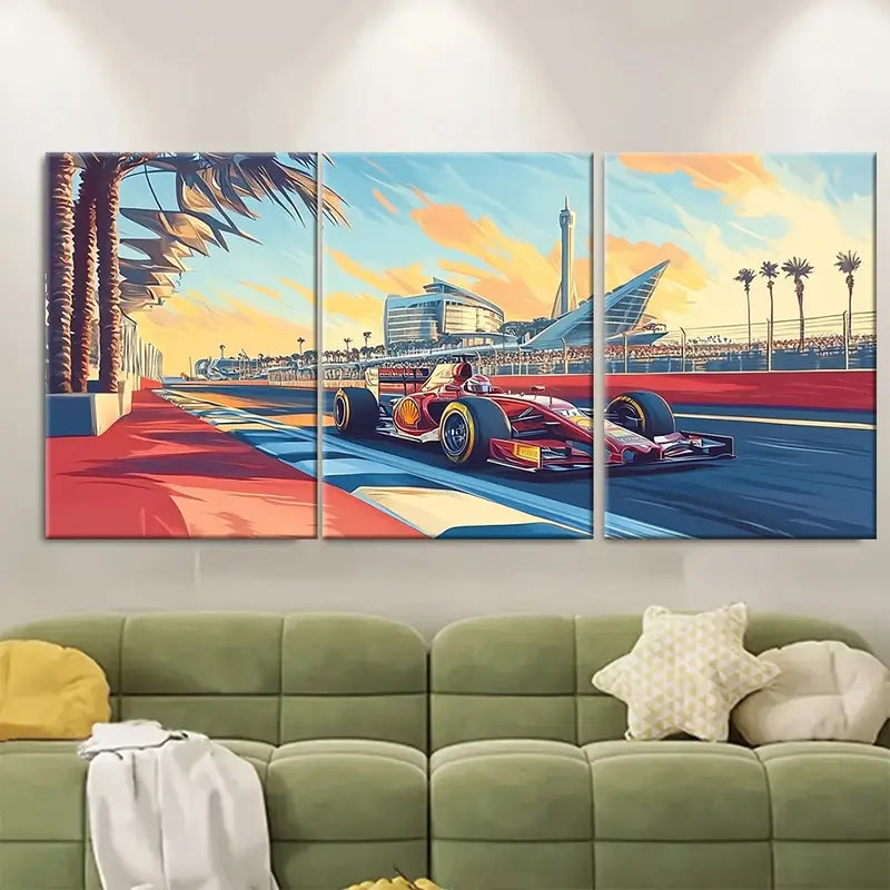 3pcs Abu Dhabi Grand Prix Racing Wall Art Set Canvas Framed 60x90cm - High Quality Print 100% Australian Made Wall Canvas Ready to Hang