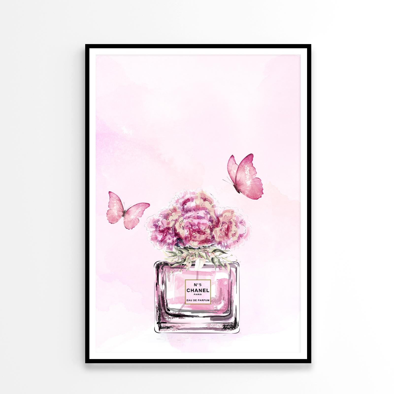 Pink Floral Perfume Butterflies Design Home Decor Premium Quality Poster Print Choose Your Sizes