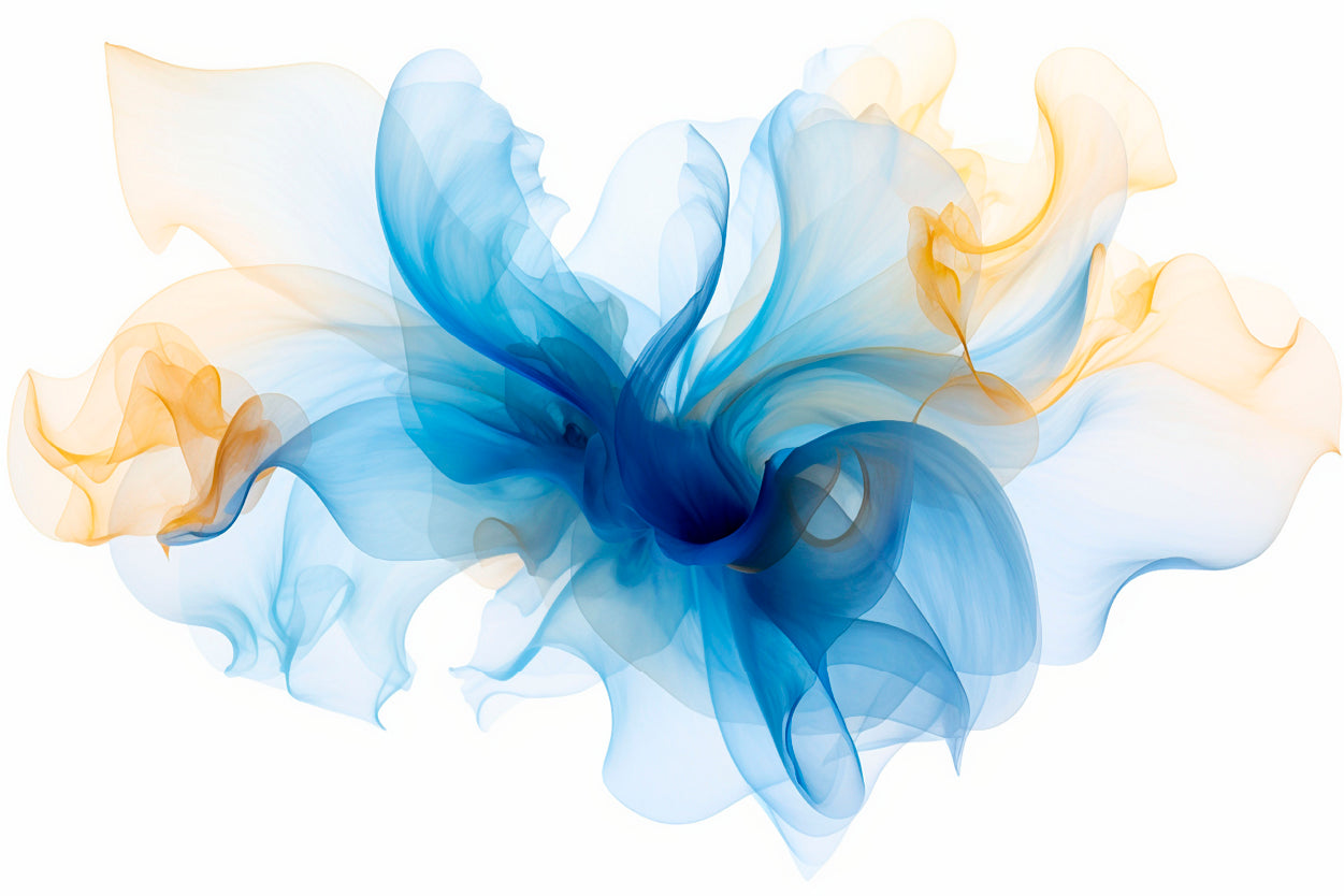 Blue Gold Abstract Smoke Wall Art Decor 100% Australian Made - Bella Home Decor