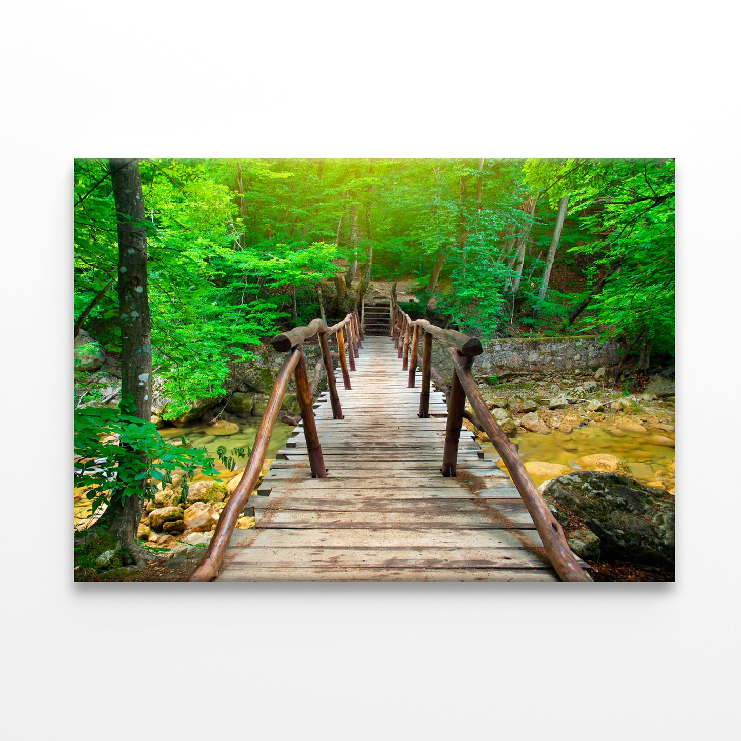 Bridge in Bright Forest, Natural Wall Art Decor 100% Australian Made