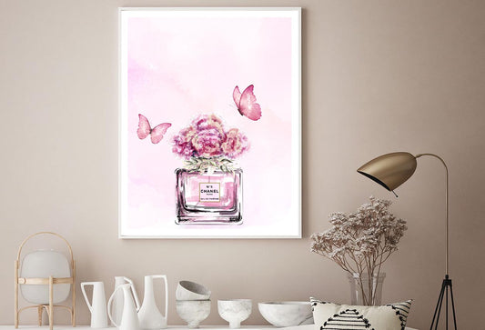 Pink Floral Perfume Butterflies Design Home Decor Premium Quality Poster Print Choose Your Sizes