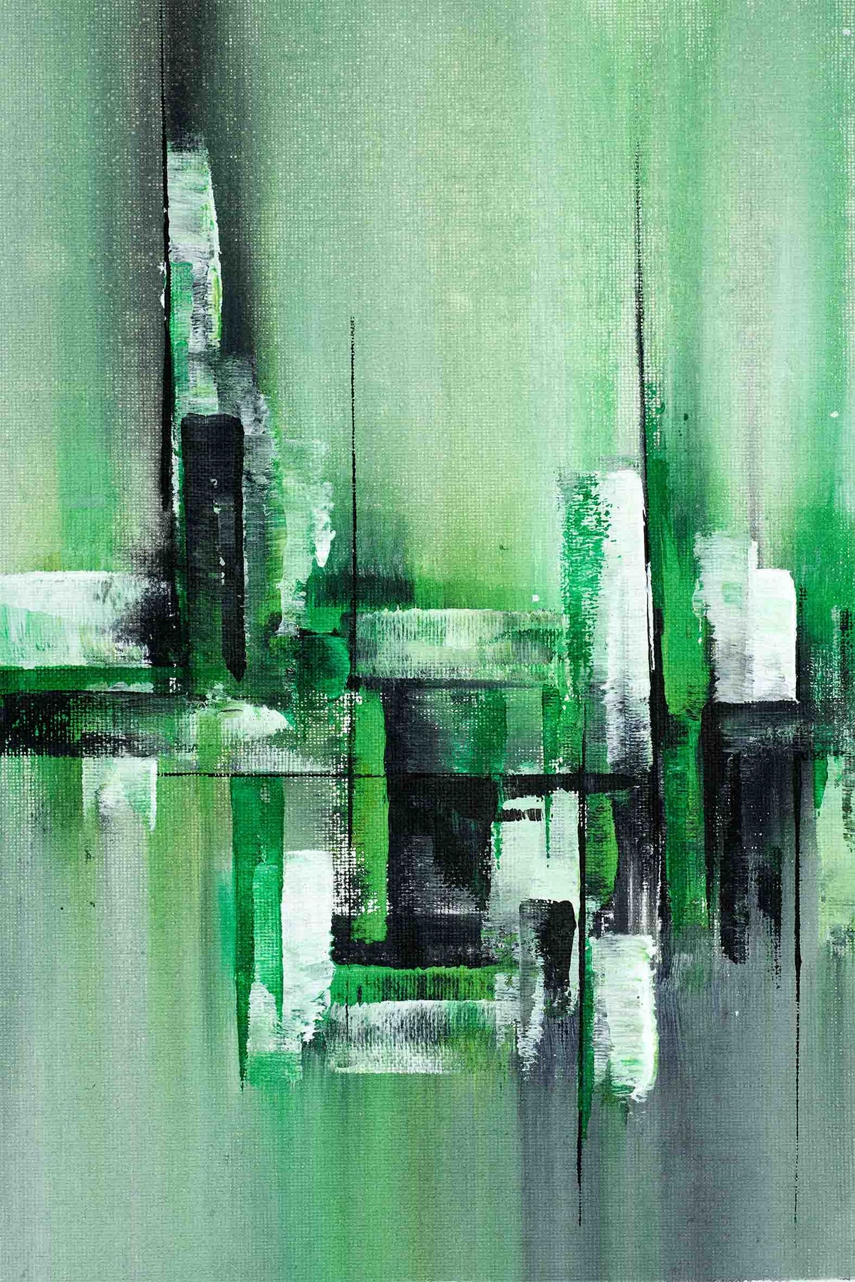 Modern Emerald Green Abstract 60x90cm Metal Print Ready to Hang