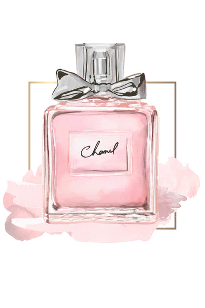 Pink Perfume Bottle Watercolor Print 100% Australian Made