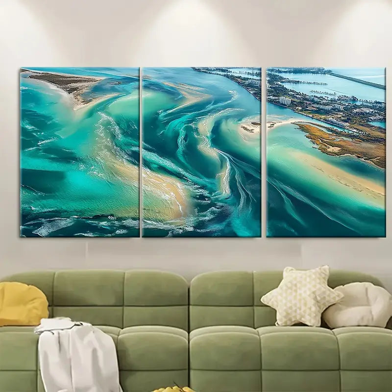 3pcs Fort Lauderdale Florida Coastal Wall Art Set Canvas Framed 50x70cm - High Quality Print 100% Australian Made Wall Canvas Ready to Hang